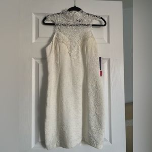 Ivory  knee high dress with lace top